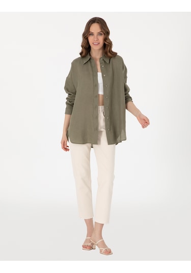 Pierre Cardin Kadın Haki Gömlek Desenli 50301078-vr027 Haki