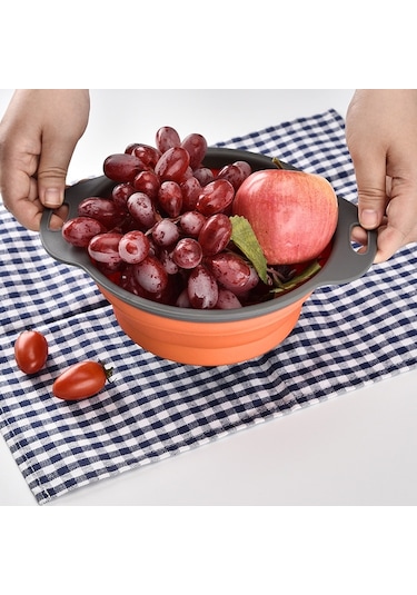 Cbtx Yaratıcı Katlanır Sebze Meyve Depolama Sepeti Organizatör Drenaj Sepeti, L, Boyut: 29.5 23.5 10cm Turuncu