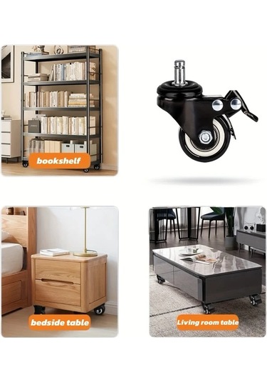 Dashanshop 4 Adet Heavy-duty Kilitli Sabit Frenli Sesiz Çarklı 1.97 İnç Döner Tekerlek