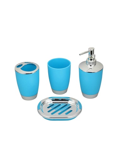 Mavi 4 Adet/takım Banyo Seti Otel Tuvalet Malzemeleri Kaplama Dayanıklı Fırçalama Banyo Malzemeleri Mavi