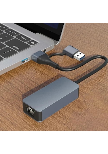 Cr14 Type-c / Usb 3.0'dan 2500mbps Rj45 Ethernet Adaptör Mac Windows Uyumlu Alüminyum Kasa 2.5gbps