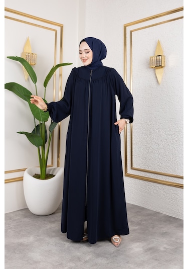 Ön Ve Arka Robalı Ferace - Lacivert / F0142 Lacivert