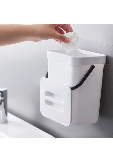 Suntek Modern Atık Çöp Kutusu Duvara Monte Ofis Mutfak Kapağı Beyaz 3l Beyaz