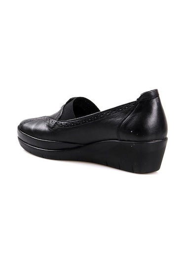 Scavia Ortapedik Comfort Siyah Deri Bayan Ayakkabı (375854008)