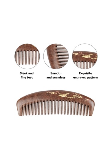 Suofeng Kadınlar İçin Sandal Ağacı Tarağı - İnce Dişli Statik Önleyici Ahşap Saç Tarağı, Doğal Dolaşma Önleyici Saç Bakım Tarakı Statiksiz