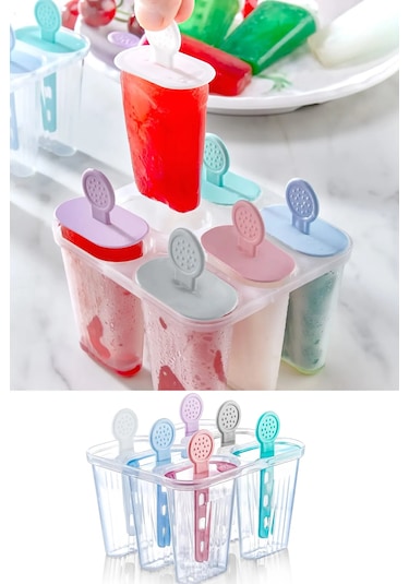 Rotanev Renkli Pratik 6 lı Meybuz Dondurma Kalıbı | 6 Adet Buz Meybuz Ve Dondurma Kalıbı