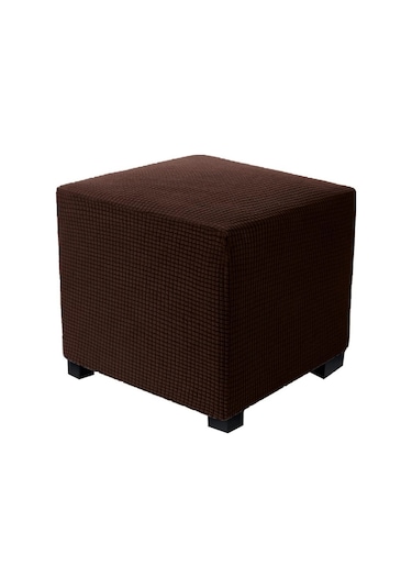 Koyu Kahverengi Jakarlı Dayanıklı Kare Streç Ayak Dayama Tabure Mobilya Koruyucu Dikdörtgen Tezgah  S