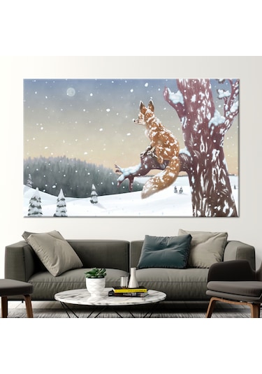 80x110cm 1 Parça Kanvas Tablo, Tilki Baskılı, Soyut Hayvanlar