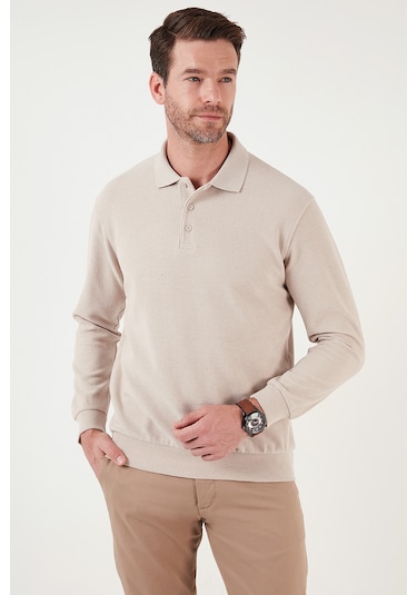 Buratti Pamuk Karışımlı Regular Fit 2'Li Paket Erkek Polo Yaka Kazak 456223S2 Bej-Lacivert