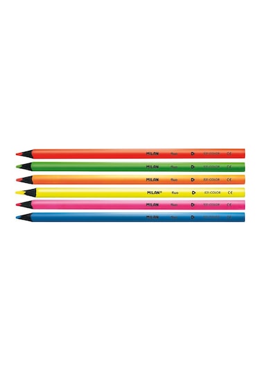 Mılan 752306 Black Wood Fluo Kuru Boya Kalemi 6lı