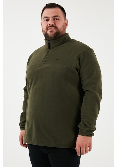 Buratti  Regular Fit Anti-Pilling Büyük Beden Dik Yaka Kışlık Şardonlu Erkek Polar 5906001B Haki