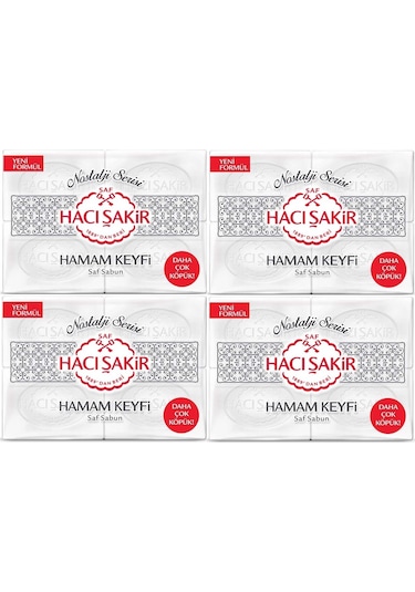 Hacı Şakir Hamam Keyfi Nostalji Geleneksel Beyaz Sabun 4'lü 4 x 200 G