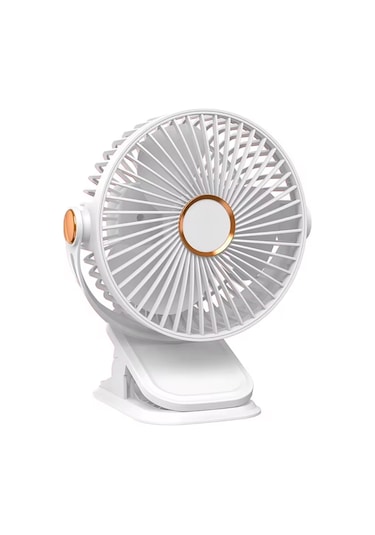 Yüksek Performanslı Pratik Taşınabilir Şarjlı Işıklı 5 Kademeli Masaüstü Fan Beyaz Vnt-02
