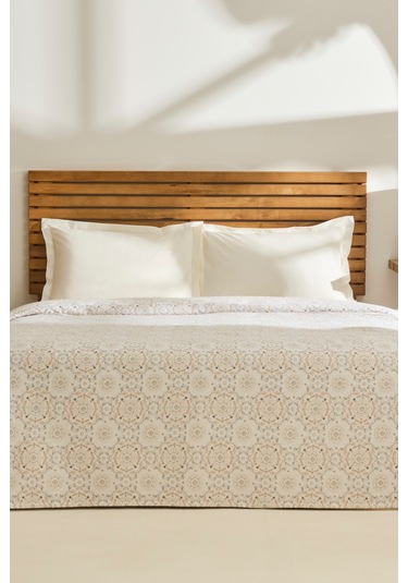 Kaşmir Home Desti %100 Pamuk Çift Kişilik Pike Bej Bej