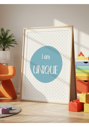 I Am Unique Dijital Baskı Poster Mavi Çerçevesiz