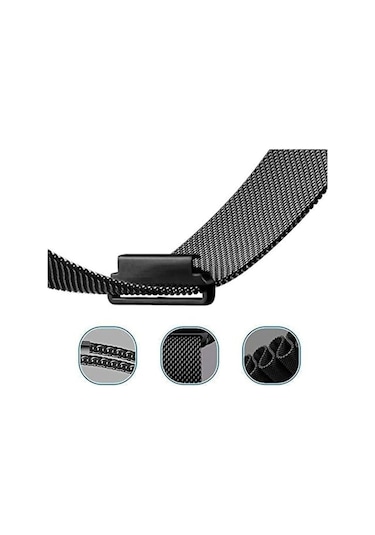 Huawei Watch Gt5 Gt4 Gt2e Gt2 Gt3 Gt3 Pro 46mm Honor Watch 2 Uyumlu Metal Hasır Kordon Siyah