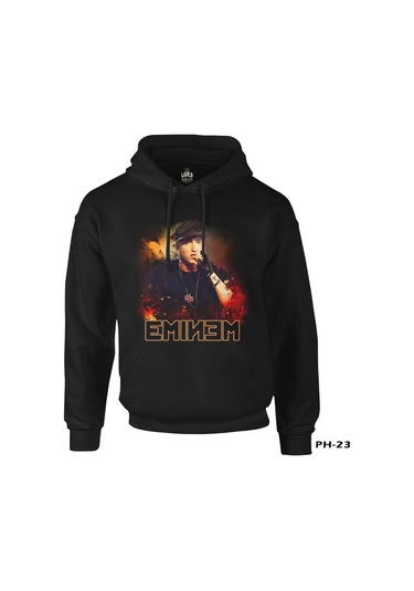 Eminem Siyah Erkek Fermuarsız Kapşonlu
