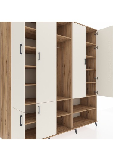 Kronos Dolap 15 Raflı 5 Kapaklı Tek Askılı 220x59x243 Çam-aytaşı/çam Aytası/atlas Çam