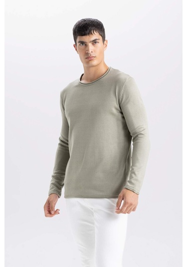 DeFacto Relax Fit Bisiklet Yaka Basic Düz Triko Kazak D3278AX24WNKH461