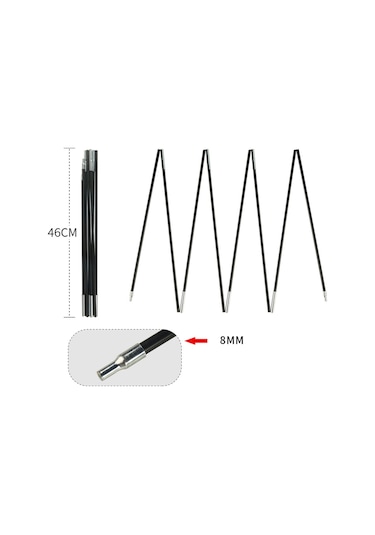 Homyl Fiberglas Çadır Direkleri Yedek Siyah Kamp 3,4-m-2-kişi Siyah