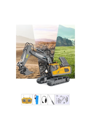 Işıklı Sesli Full Fonksiyon Metal Hareketli Kepçe 2.4ghz Uzaktan Kumandalı 680 Rotasyon Excavator