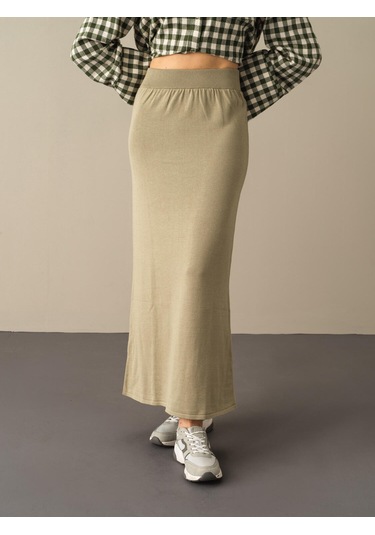 Yeşil Regular Fit Triko Uzun Etek 850893 Yeşil