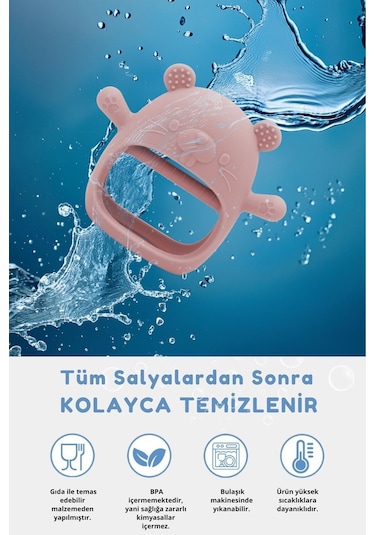 Kiwi Marmot Emzik Uçlu Eldiven Şeklinde Oyuncak Sincap Dişlik Dark Pink - 1 Adet