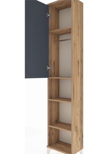 Arges Dolap 4 Raflı Tek Kapaklı Tek Askılı 44x30x221 Çam-antr... Çam