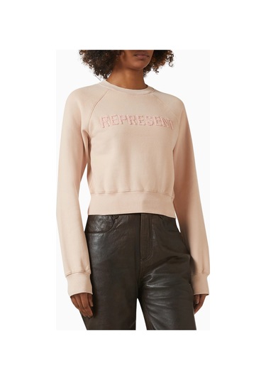 Represent Fly Micro Sweatshirt, Organik Pamuk, Minimalist Ve Lüks Günlük Sweatshirt Pembe