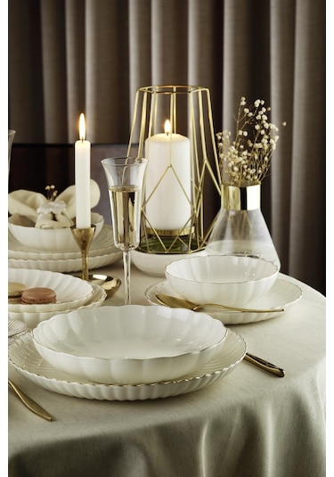 Kütahya Porselen Bone Luz Form 27 Parça 6 Kişilik Yemek Takımı Al
