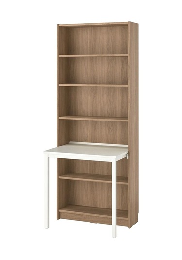 Çalışma Masalı Kitaplık, Beyaz-meşe Görünümlü, 80x202 Cm Beyaz