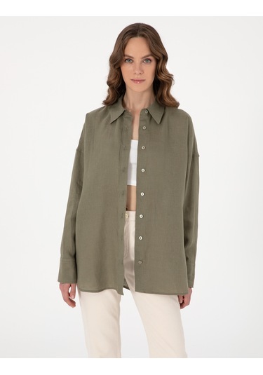 Pierre Cardin Kadın Haki Gömlek Desenli 50301078-vr027 Haki