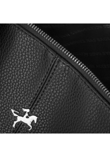 Nas 1271 Kadın Omuz Çantası Siyah Baskılı Siyah