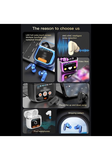 Teltree Se 60 In-ear Bluetooth Kulaklık Mavi - Anc+enc Gürültü Engelleme, 1.83" Dokunmatik Ekran, 6 Saat Kullanim Süresi, V5.4 Bt, Ip4 Su Geçirmezlik