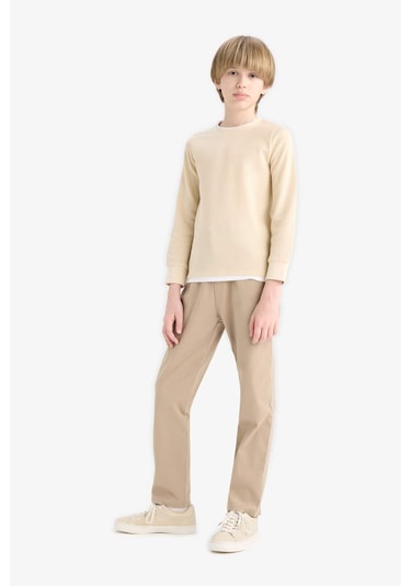 Defacto Erkek Çocuk Okula Dönüş Regular Fit Düz Paça Gabardin Pantolon U3254a625aubg716 Bej
