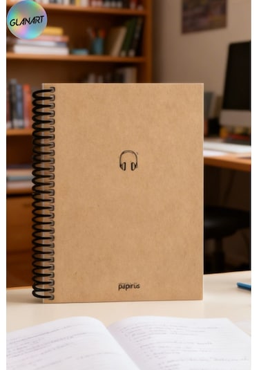 Spiralli 100 Yaprak Kareli Orta Boy Sert Kapak Defter Kraft Kağıt 16x23 Cm