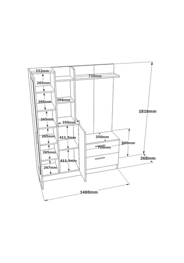 Robinhome Robin Home Jessie Vestiyer Ayakkabılık Portmanto Aynalı Raf Çam