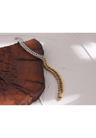 Eetit 316l Paslanmaz Çelik Zincir Yaka Bileklik Kadın Altın - Gümüş