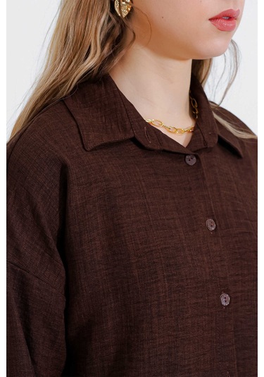 Gabria Keten Ön Düğmeli Takım Kahverengi