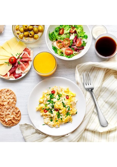 Lemestar Paslanmaz Çelik 8 Parça Salata Çatalı Seti - Ev, Restoran Ve Kamp İçin Pratik Yemek Takımı Gümüş