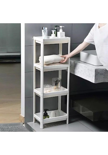 Omaş Household Product Beyaz Banyo Rafı, Organizer Raf, Çok Kullanışlı Raf Ünitesi