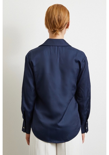 Diagonal Desen Gömlek Lacivert Lacivert