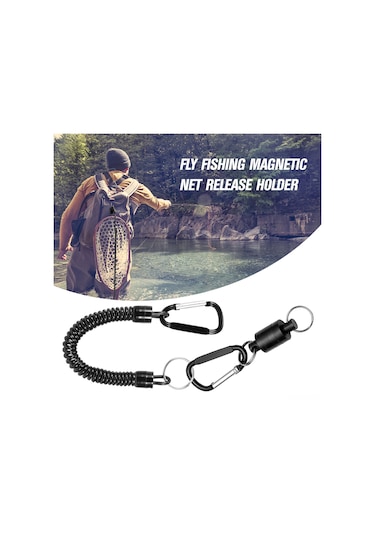 Xindoker Balıkçılık Manyetik Tutucu Kayıp Engelleme İpçili Siyah - Maks. 2kg Tutma Gücü, Yelek/çanta Uyumlu