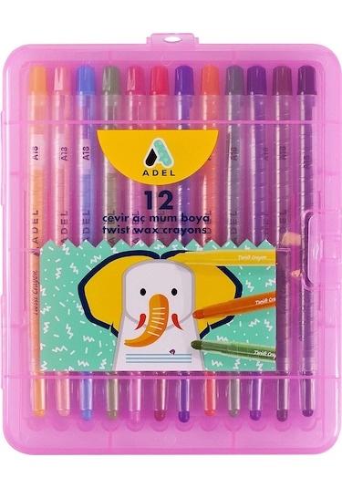 Adel Mum Boya Çevir Aç Mum Boya 12 Renk Twist Wax Crayon