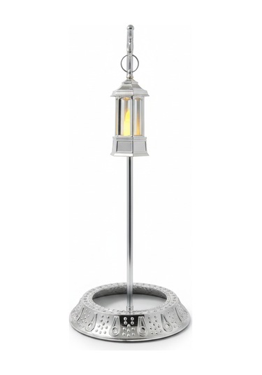 Dekoratif 28 Cm Hilal Parlak Gümüş Ramazan Led Lamba 10 Cm Kancalı Set Diğer
