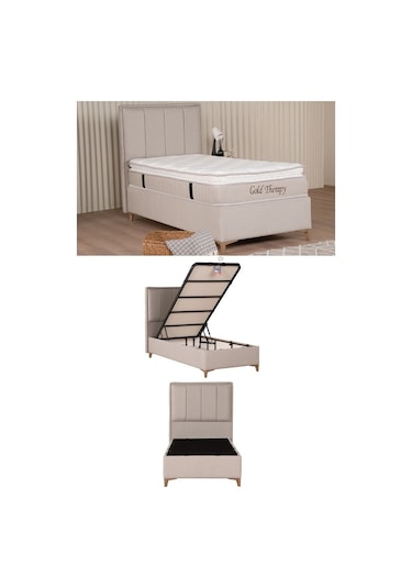 Kilim Mobilya Gold Therapy İkili Set (Sandıklı Baza + Başlık) 090x190 Krem