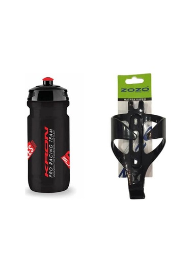 Kron Elite Siyah Bisiklet Matarası Zozo Kafes Siyah - Kırmızı - Beyaz