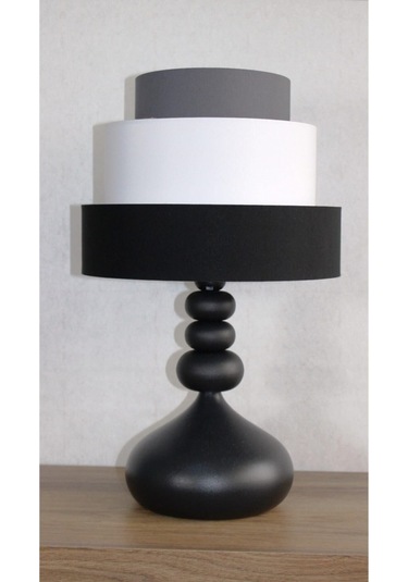 Özel Tasarım Masa Abajuru 3 Katlı Pasta Siyah