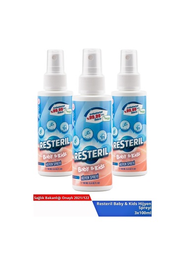 Resteril Doğal Alkolsüz Bebek Dezenfektan Çocuk Alanı Yüzey Hijyen Spreyi 300 ML