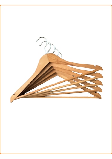 Cilalı Ahşap Elbise Askısı 44 CM 24'lü Ahşap